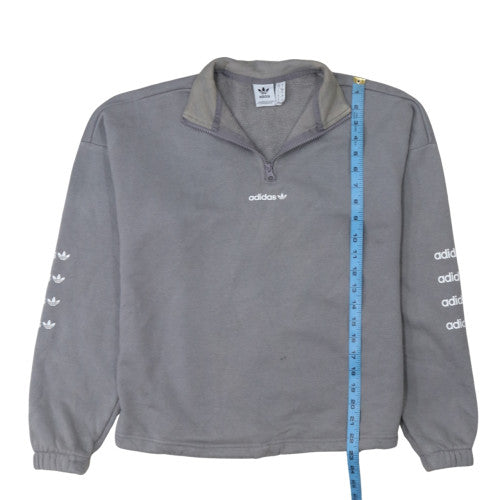 Adidas Women’s Grey 1/4 Zip Fleece Sweatshirt Size 10 Casual Pullover