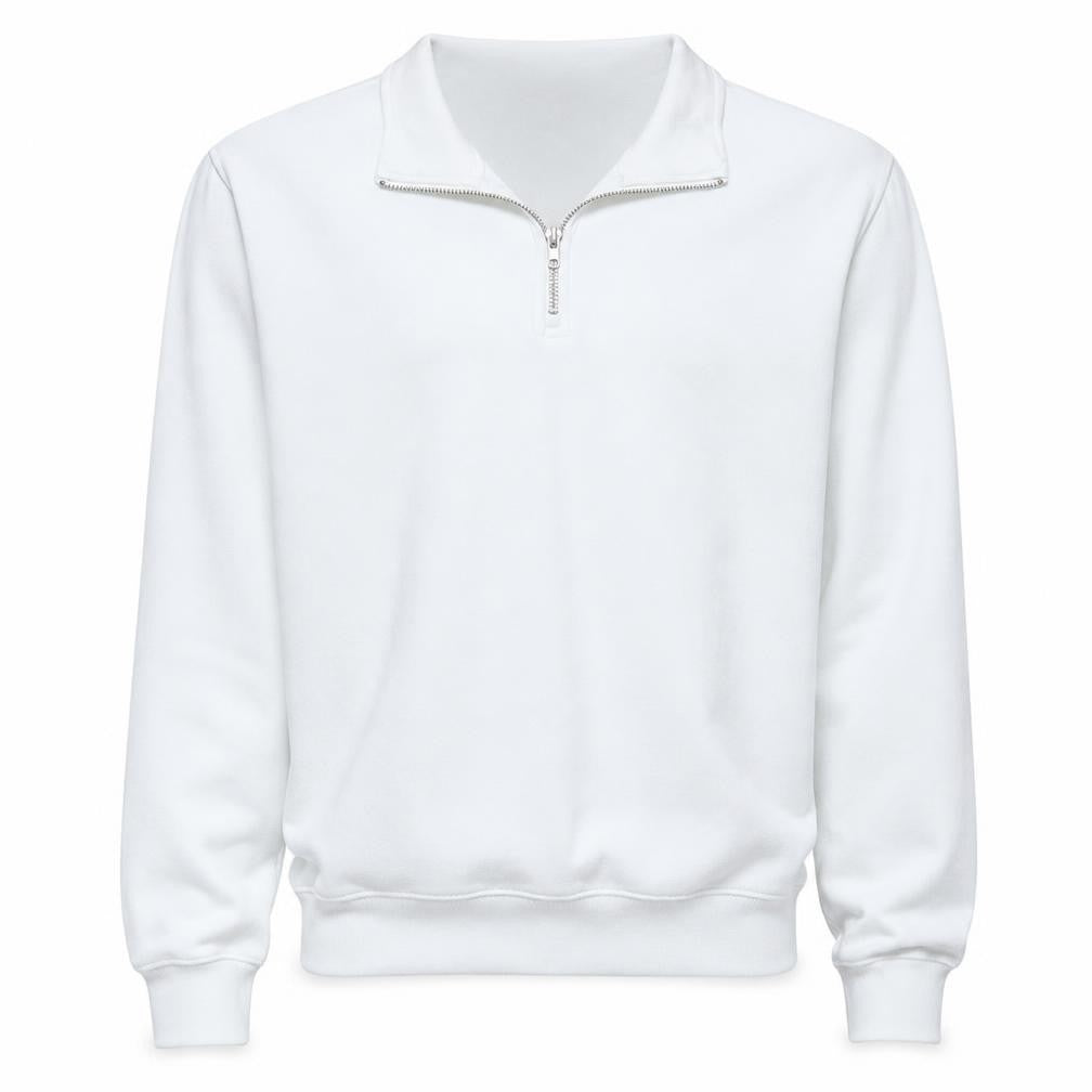 Zara Men’s White 1/4 Zip Mock Neck Fleece Sweatshirt Size M