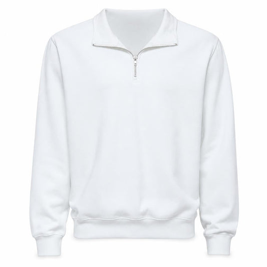 Zara Men’s White 1/4 Zip Mock Neck Fleece Sweatshirt Size M