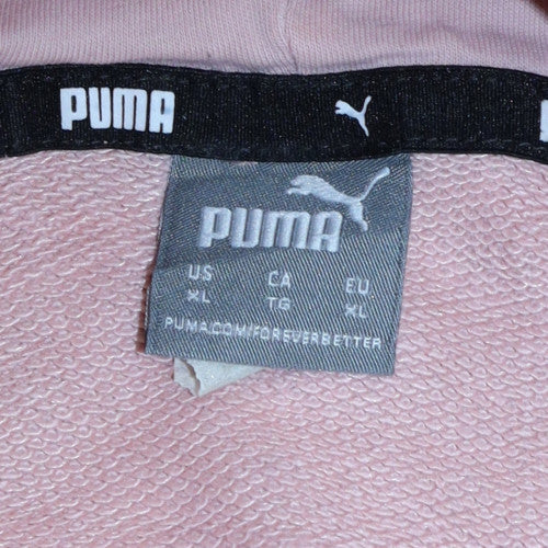 Puma Womens Pink Pullover Hoodie Size XL Relaxed Fit Cotton Blend