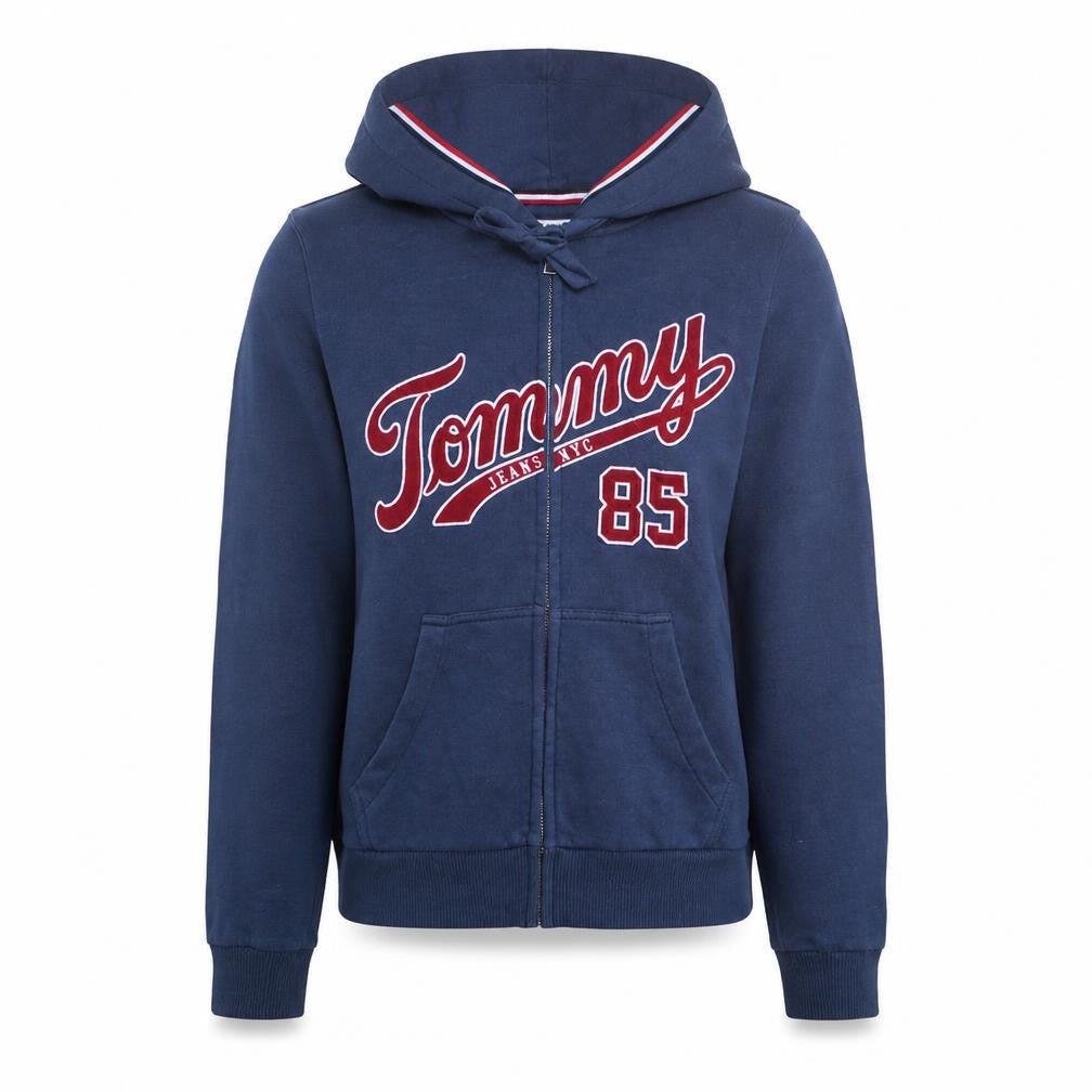 Tommy Jeans Men's Blue Full Zip Hoodie M Logo Graphic Sweatshirt