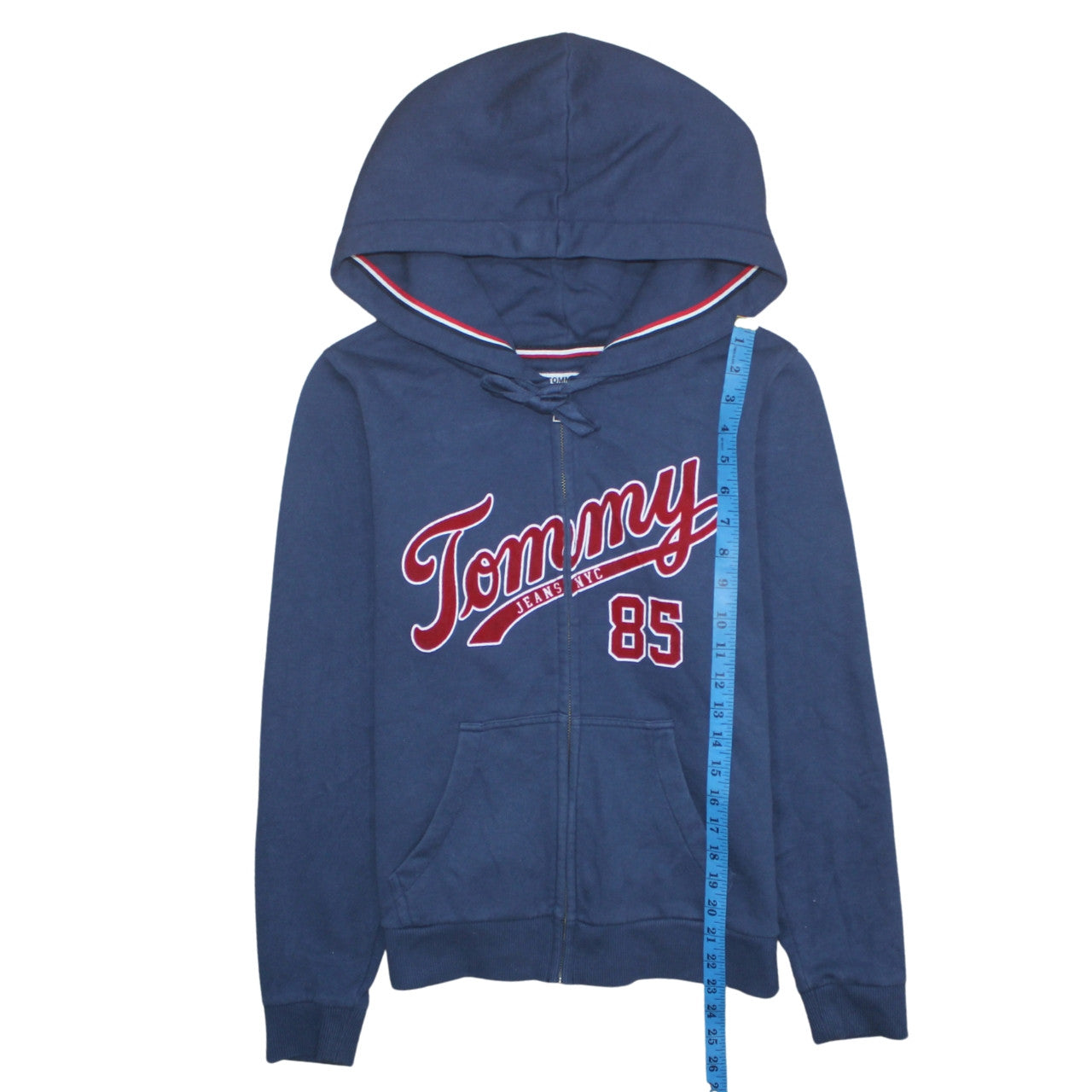 Tommy Jeans Men's Blue Full Zip Hoodie M Logo Graphic Sweatshirt