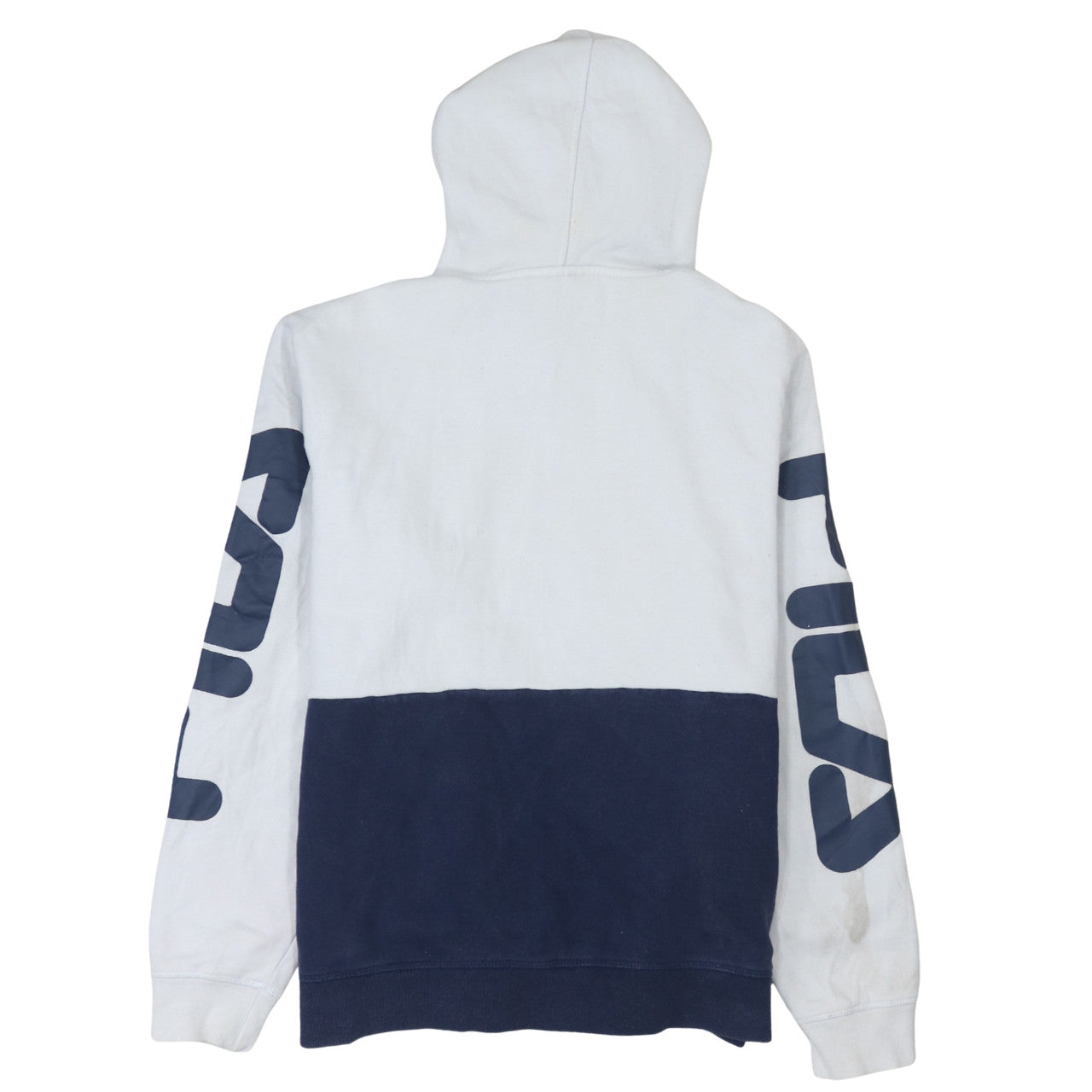 FILA Men's White & Navy Pullover Hoodie M Regular Fit Logo Sportswear