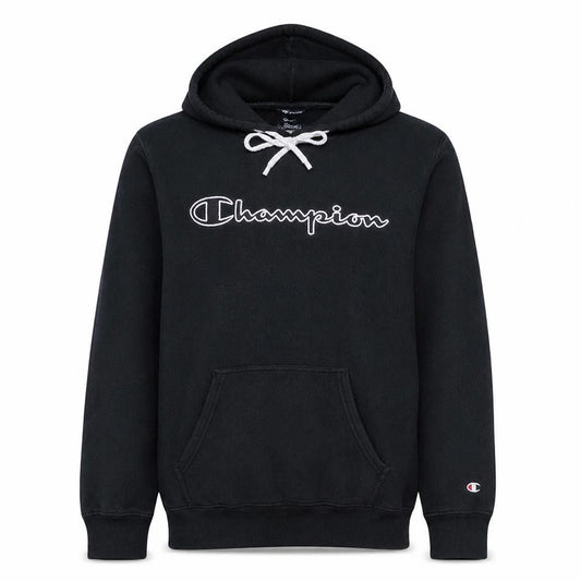 Champion Men’s Black Pullover Hoodie Medium Logo Fleece