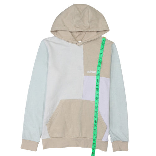 Adidas Girls Beige Colourblock Pullover Hoodie Size 14-15 Years Cotton Blend