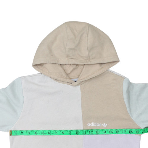 Adidas Girls Beige Colourblock Pullover Hoodie Size 14-15 Years Cotton Blend