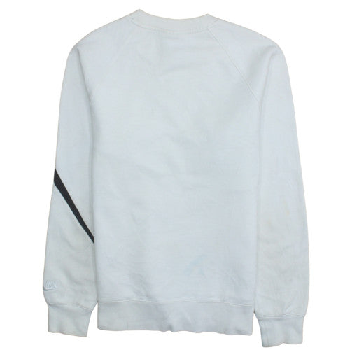 Nike Men White Pullover Sweatshirt L Crew Neck Graphic Logo Sports