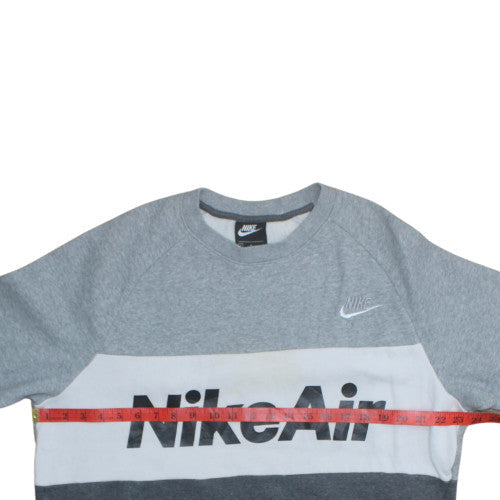Nike Men's Grey Colour Block Pullover Sweatshirt Size M