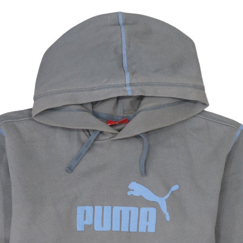 Puma Mens Grey Pullover Hoodie Medium Logo Fleece Sportswear