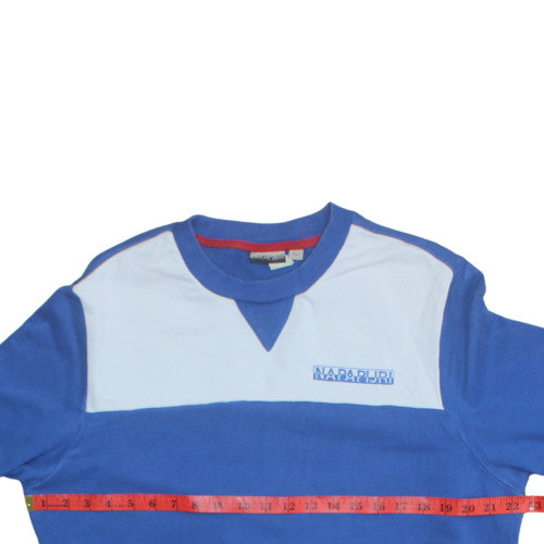 Napapijri Men's Blue Crew Neck Logo Sweatshirt Size M