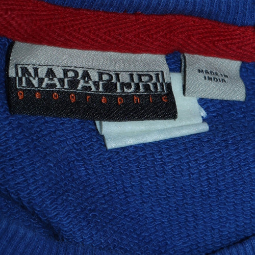 Napapijri Men's Blue Crew Neck Logo Sweatshirt Size M