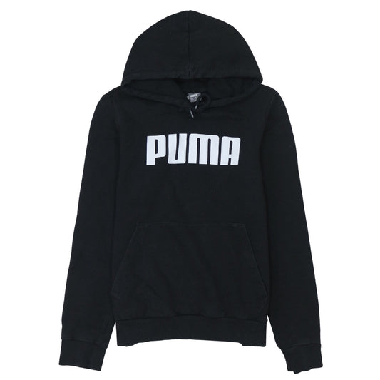 Puma Womens Black Hoodie UK 12 Pullover Long Sleeve Logo Sweatshirt