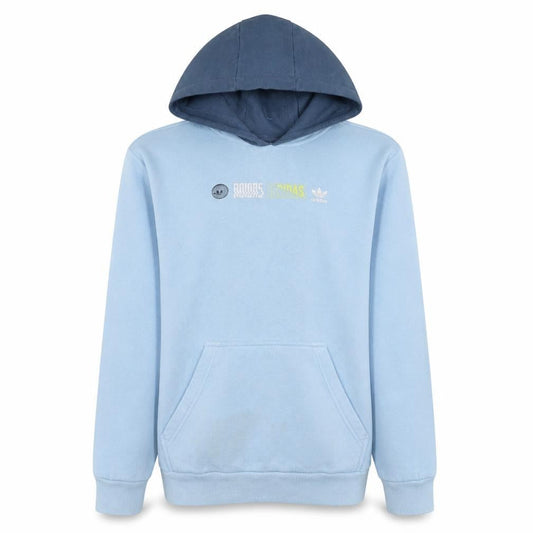 Adidas Boys Blue Graphic Print Pullover Hoodie 15-16 Years Cotton Blend