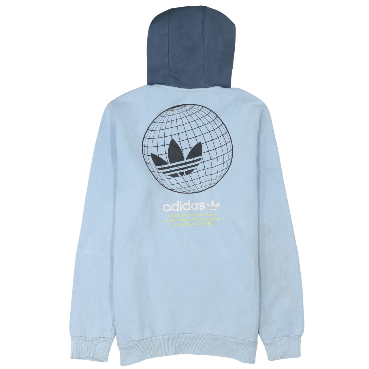 Adidas Boys Blue Graphic Print Pullover Hoodie 15-16 Years Cotton Blend