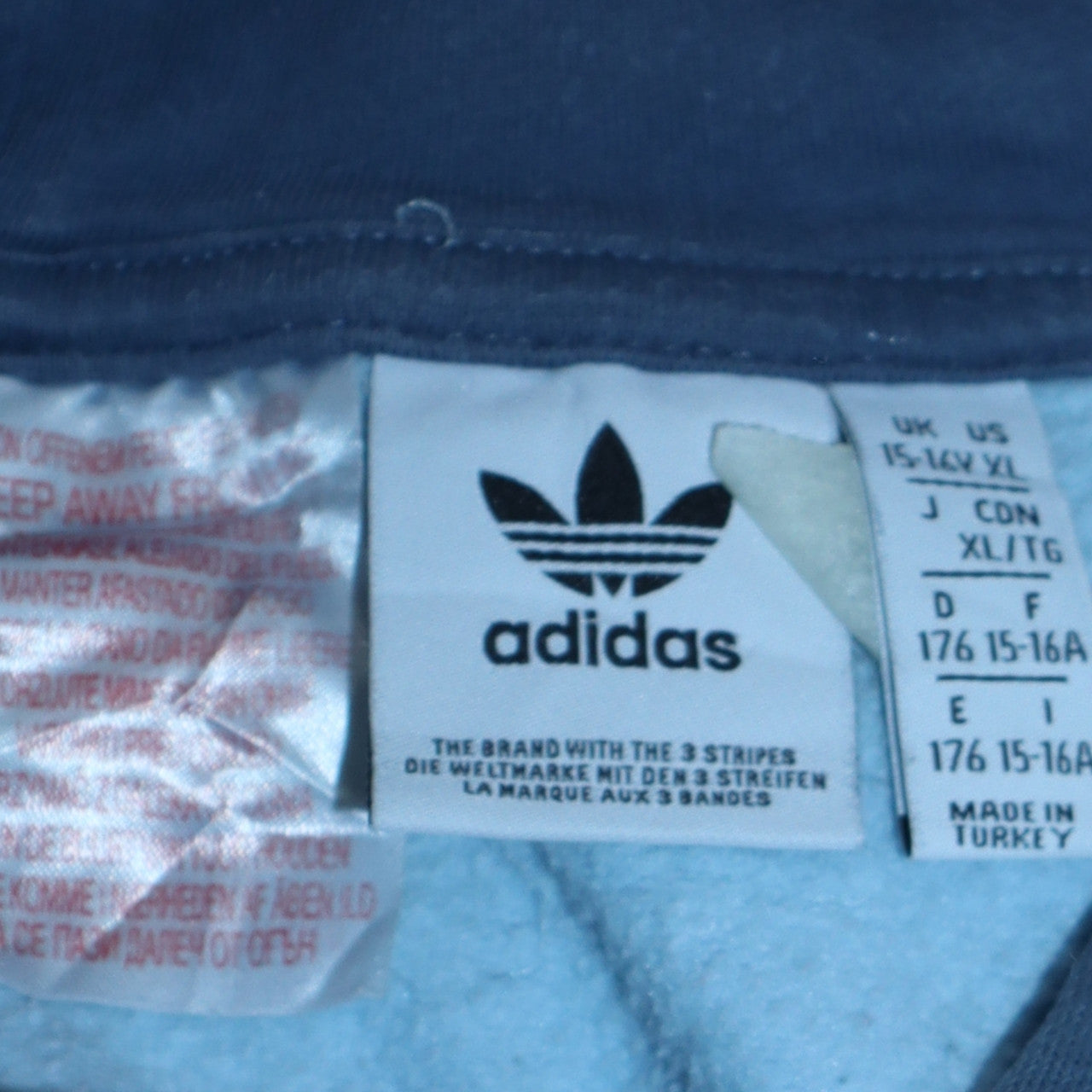 Adidas Boys Blue Graphic Print Pullover Hoodie 15-16 Years Cotton Blend