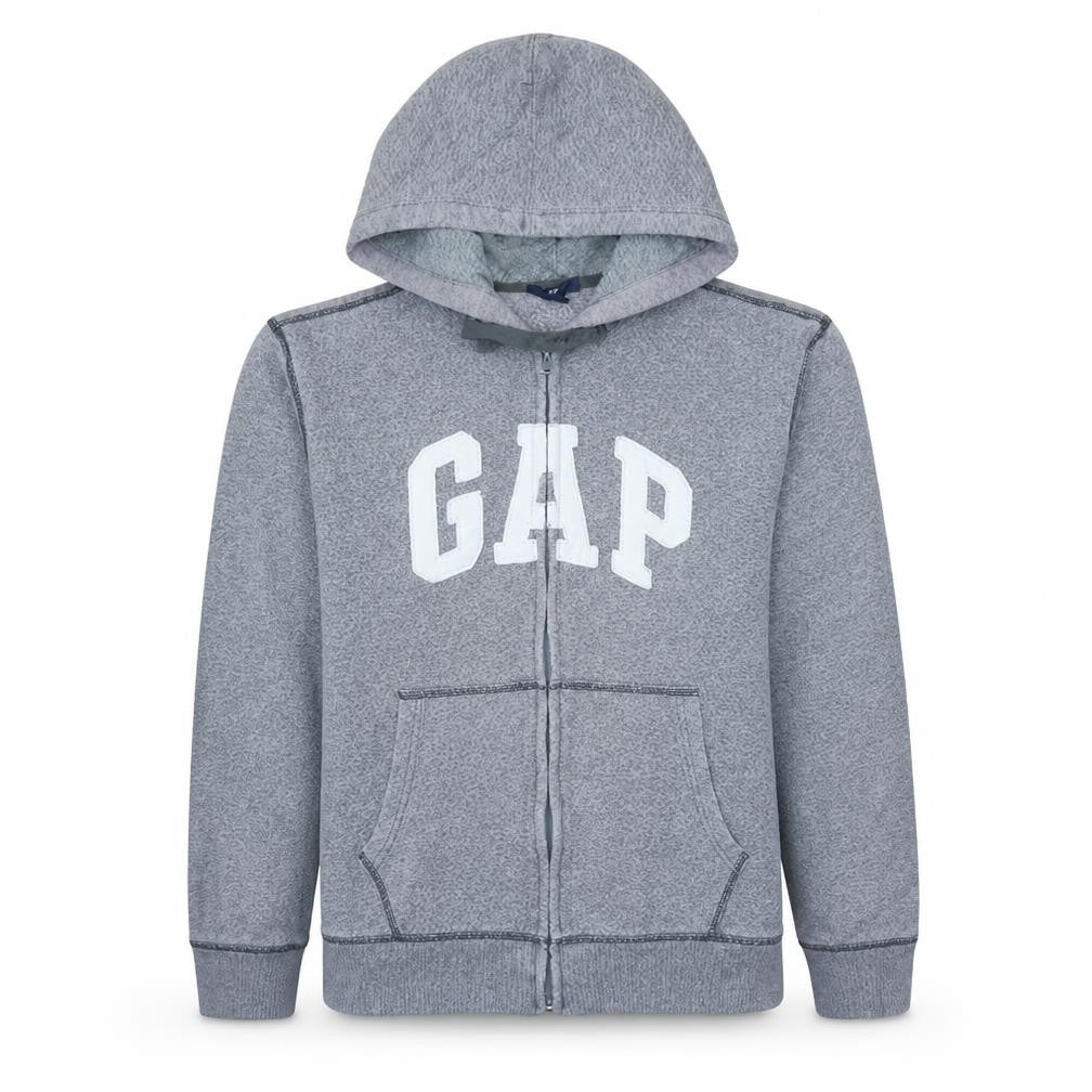 Gap Men's Grey Full Zip Hoodie L Logo Fleece Sweatshirt