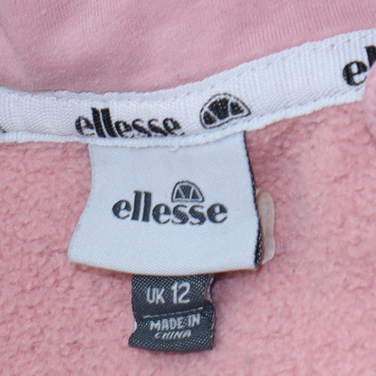 Ellesse Womens Pink Hoodie UK 12 Pullover Cotton Blend Logo Sportwear