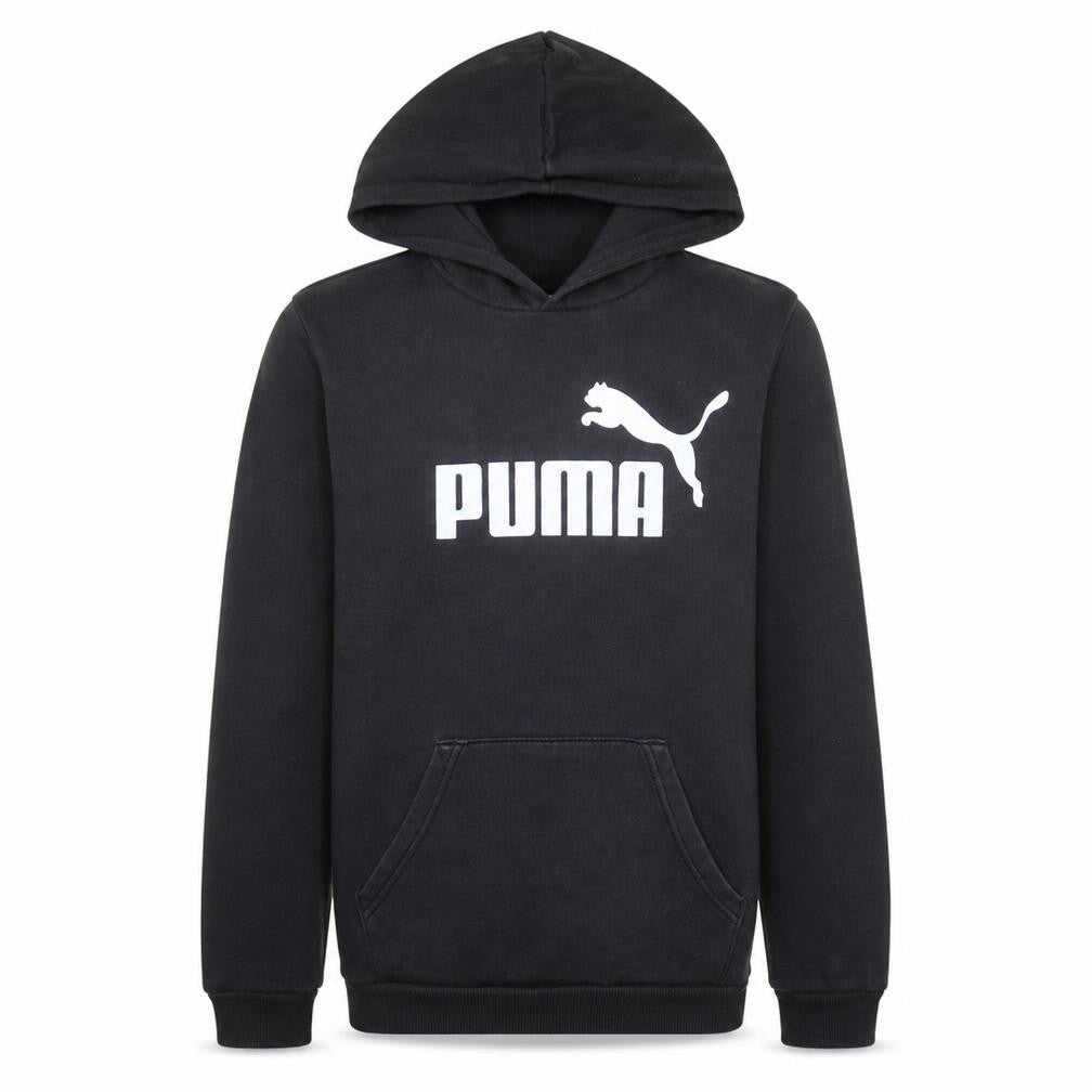 Puma Boys Black Pullover Hoodie 15-16 Years Fleece Logo Sweatshirt