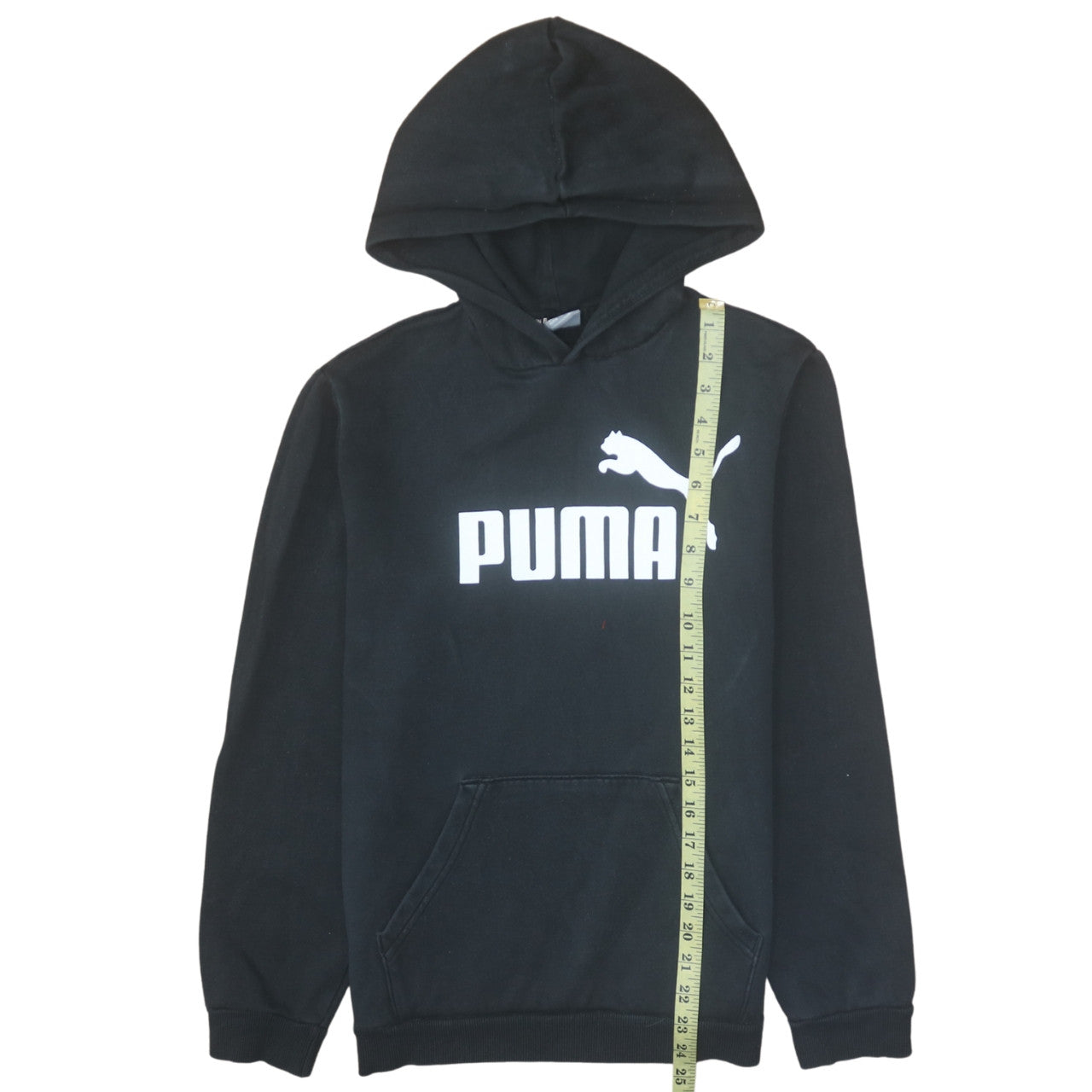 Puma Boys Black Pullover Hoodie 15-16 Years Fleece Logo Sweatshirt