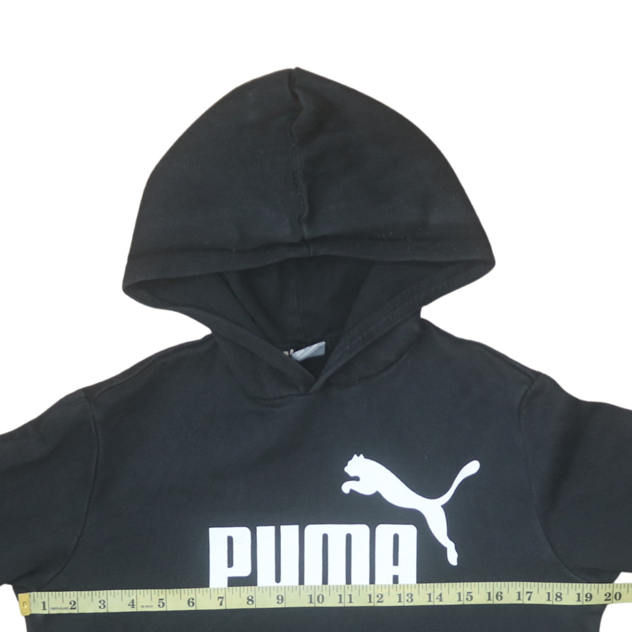 Puma Boys Black Pullover Hoodie 15-16 Years Fleece Logo Sweatshirt
