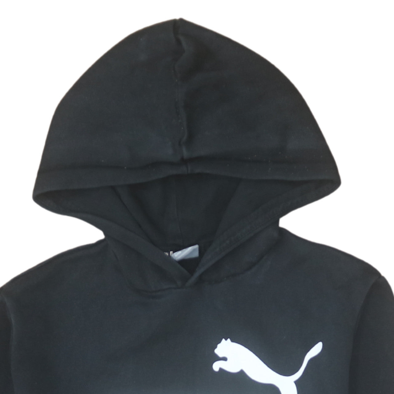 Puma Boys Black Pullover Hoodie 15-16 Years Fleece Logo Sweatshirt