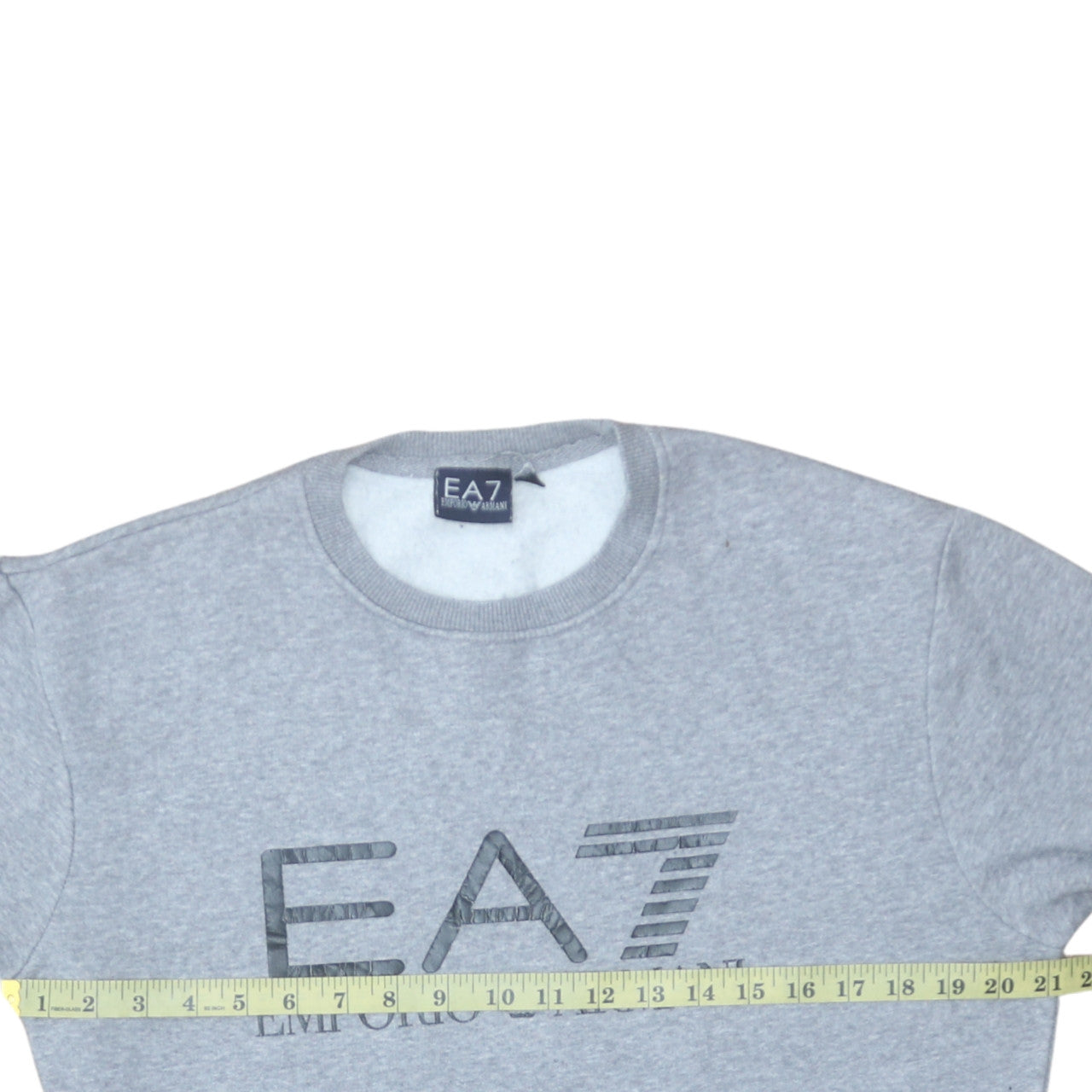 Emporio Armani EA7 Men's Grey Small Crew Neck Sweatshirt Cotton Blend