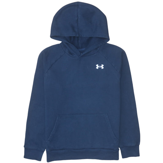 Under Armour Boys Blue Pullover Hoodie 13-14 Years Cotton Blend Fleece