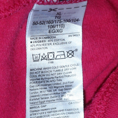 GAP Women Pink Full Zip Hoodie XL Cotton Blend Lined Sweatshirt
