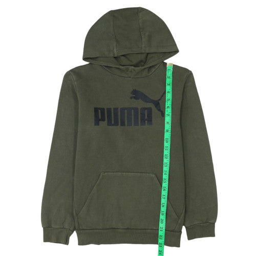 Puma Boys Green Pullover Hoodie 13-14 Years Hooded Fleece Sweatshirt