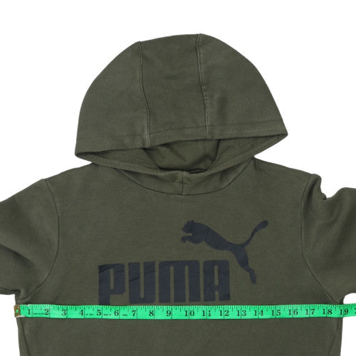 Puma Boys Green Pullover Hoodie 13-14 Years Hooded Fleece Sweatshirt