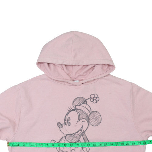 Disney Women Pink Minnie Mouse Pullover Hoodie L Cotton Blend