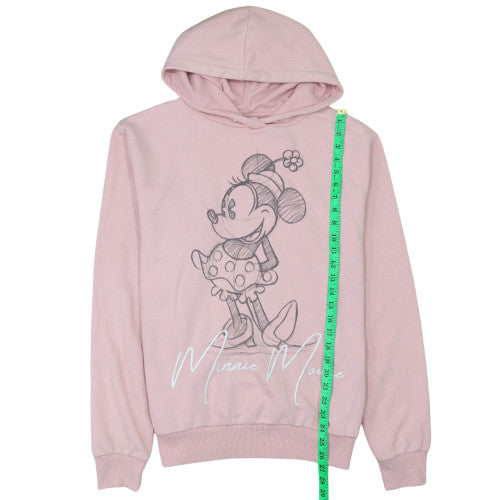 Disney Women Pink Minnie Mouse Pullover Hoodie L Cotton Blend