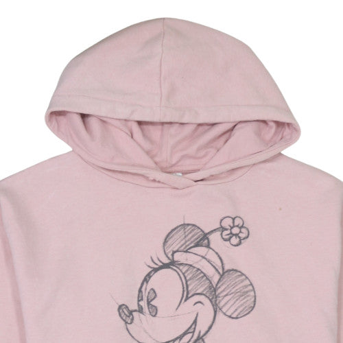 Disney Women Pink Minnie Mouse Pullover Hoodie L Cotton Blend