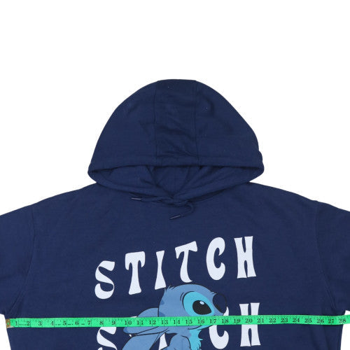 Disney Women's Navy Blue Stitch Pullover Hoodie 2XL