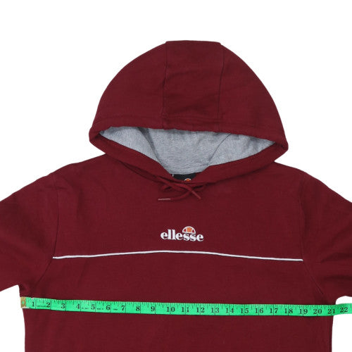 Ellesse Mens Red Pullover Hoodie M Regular Fleece Logo Sportswear