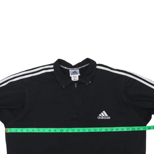 Adidas Men Black L 1/4 Zip Collared Sports Sweatshirt Vintage