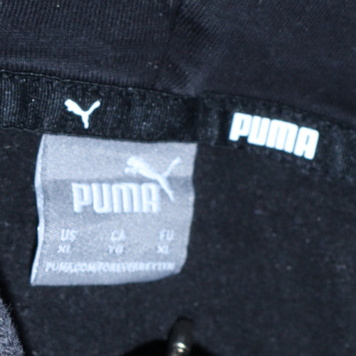 Puma Womens Black XL Pullover Hoodie Gold Logo Graphic Sweatshirt