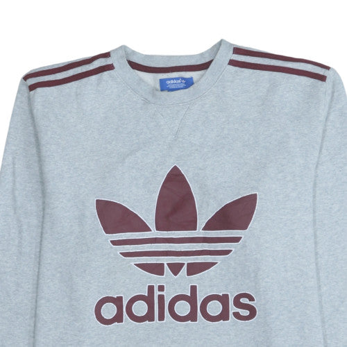 Adidas Mens Grey Crew Neck Logo Sweatshirt L Classic Fit