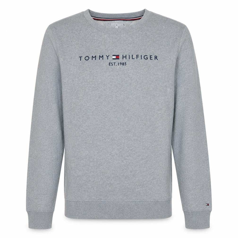 Tommy Hilfiger Men's Grey Cotton Crew Neck Logo Sweatshirt S
