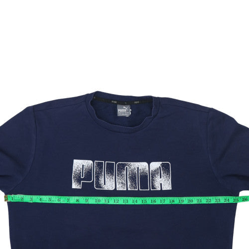 Puma Men Blue Pullover Sweatshirt L Regular Fit Crew Neck