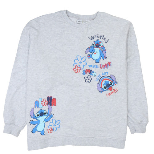 Disney Women Grey Stitch Pullover Sweatshirt Size 18/20 Graphic Print