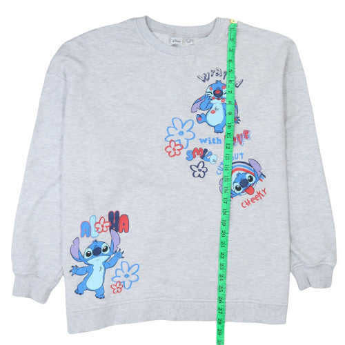Disney Women Grey Stitch Pullover Sweatshirt Size 18/20 Graphic Print