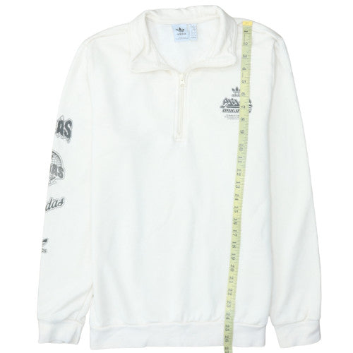 Adidas Boys White 1/2 Zip Fleece Sweatshirt 15-16 Years Originals Logo