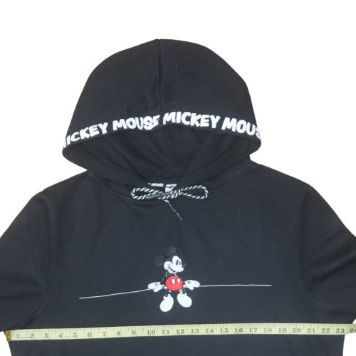 Disney Women Black Mickey Mouse Pullover Hoodie L 14/16 Graphic Print