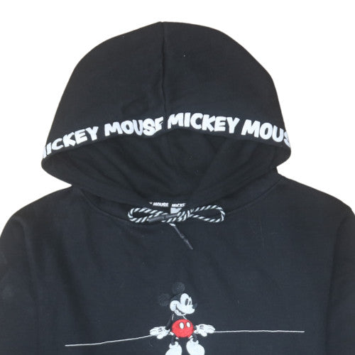 Disney Women Black Mickey Mouse Pullover Hoodie L 14/16 Graphic Print