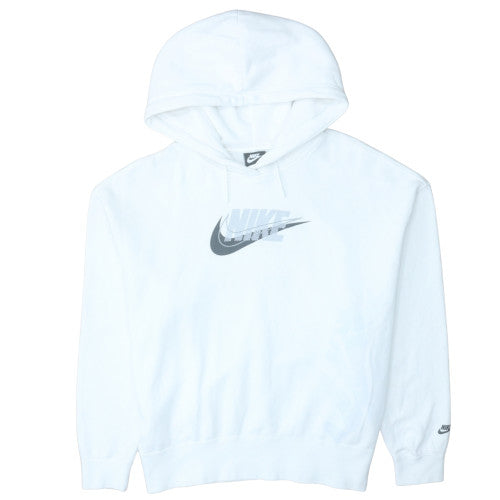 Nike Men's White Pullover Hoodie L Logo Graphic Fleece Sweatshirt