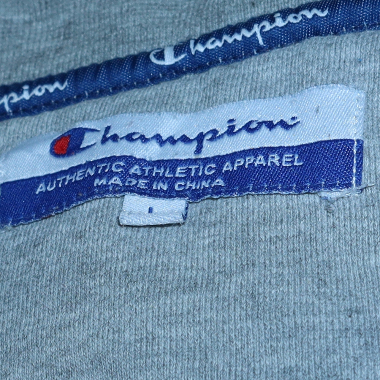 Champion Men's Grey Logo Pullover Sweatshirt Size L