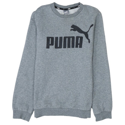 Additional front view of Puma boys’ grey logo pullover sweatshirt 13-14 years fleece regular fit