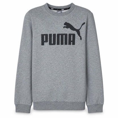 Front view of Puma boys’ grey logo pullover sweatshirt 13-14 years fleece regular fit