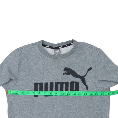Puma Boys Grey Logo Pullover Sweatshirt 13-14 Years Fleece Regular Fit